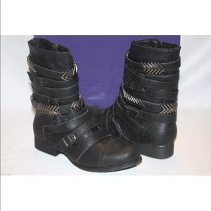 New! Madden girl black Moto biker ankle boots